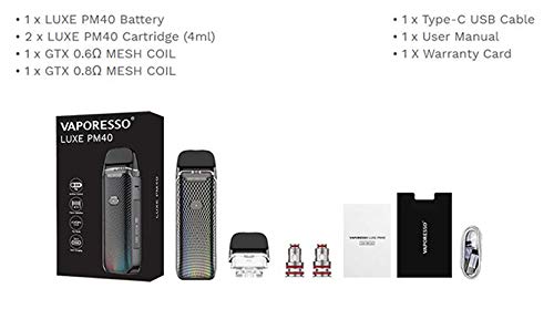 Vaporesso LUXE PM40 Pod Kit 4ml with 1800mAh Battery 40W Max Output Electronic Cigarette Vaporizer (Black)