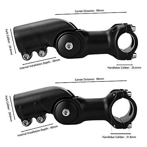 Vástago de Manillar para Bicicletas 25.4mm/31.8mm 90mm Upkey Ajustable Potencia Elevador de Manillar 0~120° Vástago de Bicicleta Ajustable MTB Bicicletas Adaptador de Manillar para MTB (31,8mm & 90mm)