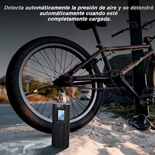 Vastar Compresor de Aire Portátil - Bomba Neumáticos con Pantalla Digital, Potencia Móvil, Luz LED, 5 Modos para Pelota/Bicicleta/Auto/Anillo de Natación Batería de Litio100PSI, 2000mAh, 20 l/min