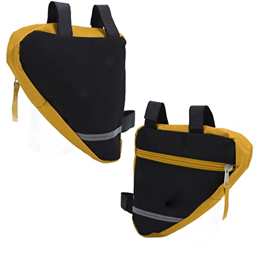 Vcriczk Bolsa de Cuadro Frontal de Bicicleta, Tela de Nailon Resistente Y Duradera, Bolsa Triangular para Bicicleta, Tienda de Artículos Pequeños para Ciclismo para Herramientas de Tienda(Amarillo)