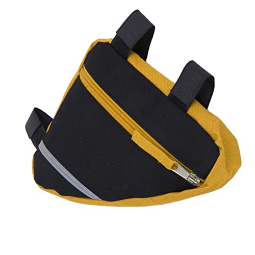 Vcriczk Bolsa de Cuadro Frontal de Bicicleta, Tela de Nailon Resistente Y Duradera, Bolsa Triangular para Bicicleta, Tienda de Artículos Pequeños para Ciclismo para Herramientas de Tienda(Amarillo)