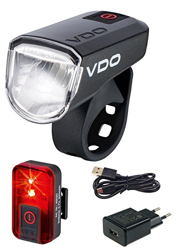 VDO Eco Light M30 - Juego de luz trasera y faro delantero para bicicleta