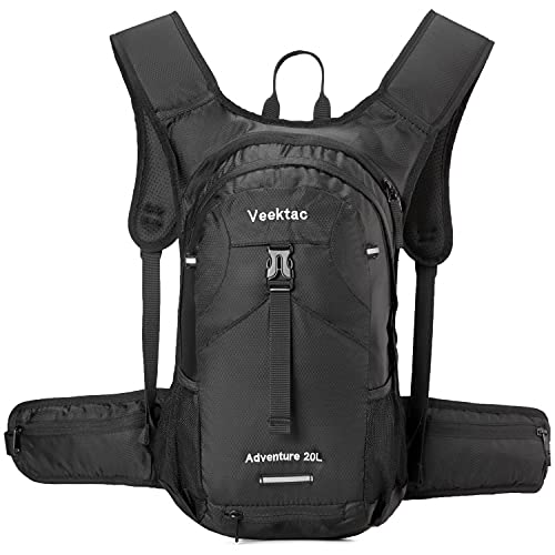 Veektac Mochila Ciclismo, 20L Mochila Bicicleta Impermeable Ligera para Caminar, Viaje, Senderismo, Montaña (Negro)