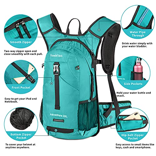 Veektac Mochila Ciclismo, 20L Mochila Bicicleta Impermeable Ligera para Caminar, Viaje, Senderismo, Montaña (Verde)