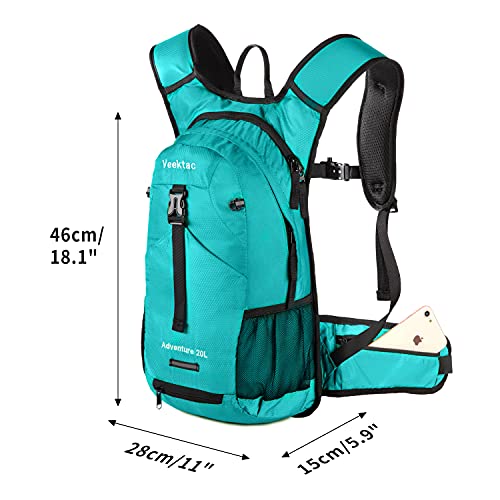 Veektac Mochila Ciclismo, 20L Mochila Bicicleta Impermeable Ligera para Caminar, Viaje, Senderismo, Montaña (Verde)