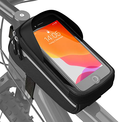 Velmia Bolsa Impermeable para Cuadro - Soporte de móvil para Bicicleta, Ideal para navegación - Funda para Manillar, Funda de móvil para Bicicleta, Accesorios para Bicicleta