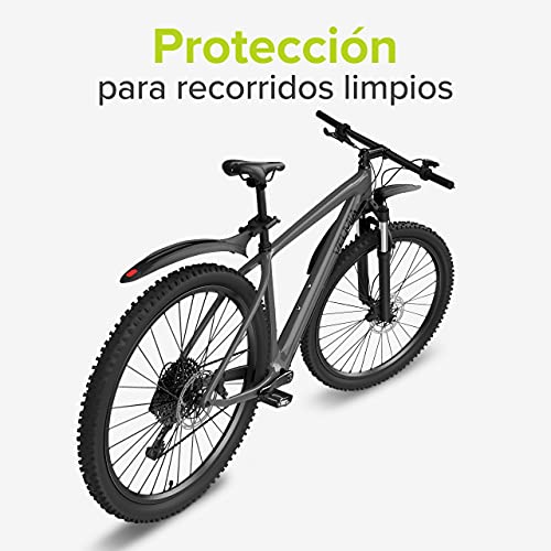 Velmia Guardabarros de Bicicleta [MTB & BTT / 24" - 29"] con suspensión - Set de Guardabarros Ajustable I con reflectores