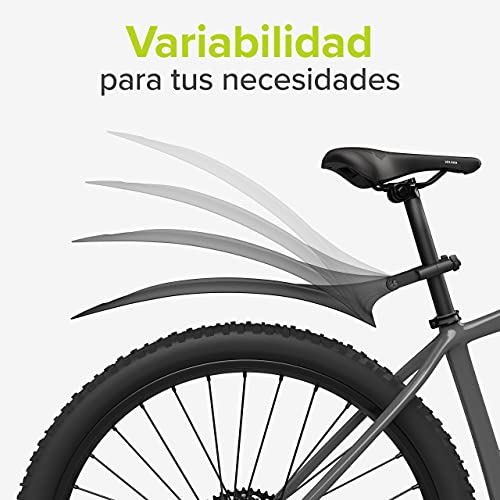 Velmia Guardabarros de Bicicleta [MTB & BTT / 24" - 29"] con suspensión - Set de Guardabarros Ajustable I con reflectores