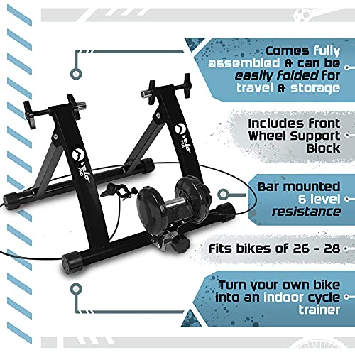 Velo Pro Rodillo Magnético Bicicleta para Entrenamiento de Bici de Carretera o Montaña al Interior de la Casa, 6 Niveles, Ruedas de 26 a 28 Pulgadas