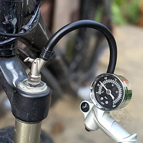 VeloChampion Bomba de Choque de Bicicleta con Calibre 300 PSI, Alta presión para Horquillam Plata