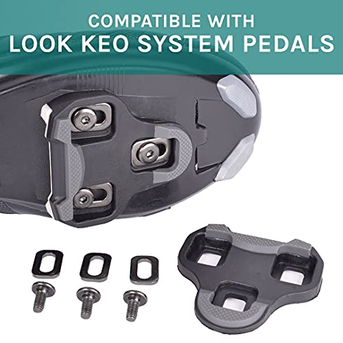 VeloChampion Look KEO Juego de calas de Bicicleta compatibles - Reemplazo de calas flotantes para Pedales de Bicicleta estándar KEO (9 Grados, Negro/Gris)