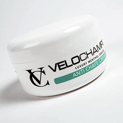 VeloChampion Luxury Crema de Gamuza Anti-Rozaduras 150ml. para Ciclistas y Corredores. Evita Las Rozaduras y Las molestias. (150 ml, Mentol)