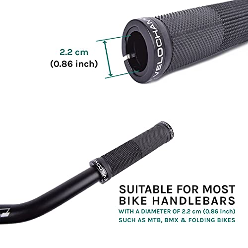 VeloChampion MTB Bicicleta de montaña Manillar ergonómico Caucho Negro Premium empuñaduras