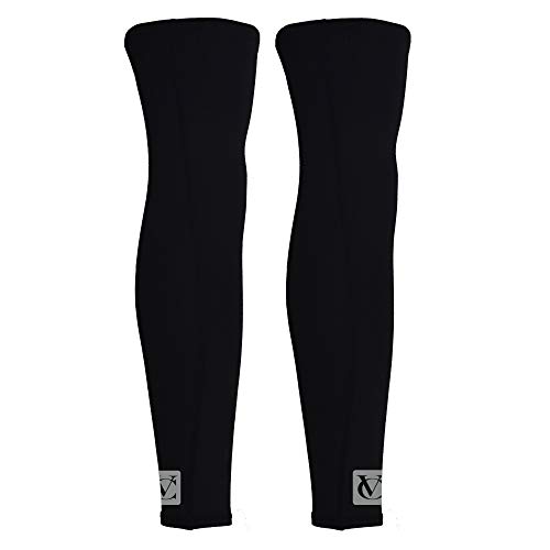 VeloChampion Thermo Tech Lite Calentadores de piernas para Ciclismo - Negros Leg Warmers Black (Black, Small)