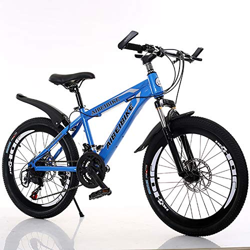 Velocidad Variable Sport Bike,Acero De Alto Carbono,20''22''24''26''Bicicleta,con Guardabarros Frenos De Doble Disco,Suspensión Completa,Bicicleta De Montaña para Hombres Y Mujeres-Azul 22inch