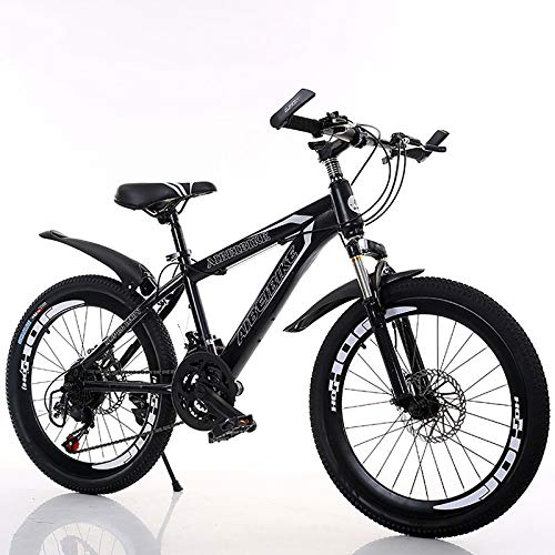 Velocidad Variable Sport Bike,Acero De Alto Carbono,20''22''24''26''Bicicleta,con Guardabarros Frenos De Doble Disco,Suspensión Completa,Bicicleta De Montaña para Hombres Y Mujeres-Negro 26inch