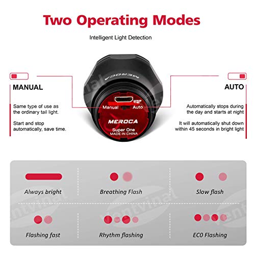 Ventvinal Luz Trasera Para Bicicleta – Luz LED Trasera Recargable Inteligente USB Para Bicicleta, Impermeable IPX6, Luz Trasera de Advertencia