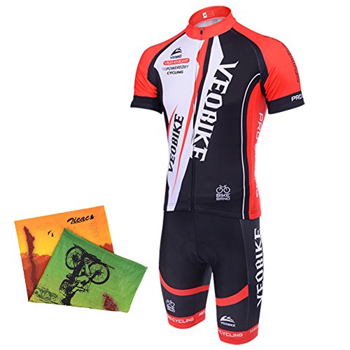 VEOBIKE Maillot de ciclismo para hombre, camiseta de manga corta, camiseta de ciclismo para hombre, transpirable, secado rápido, talla XXL, color rojo y blanco