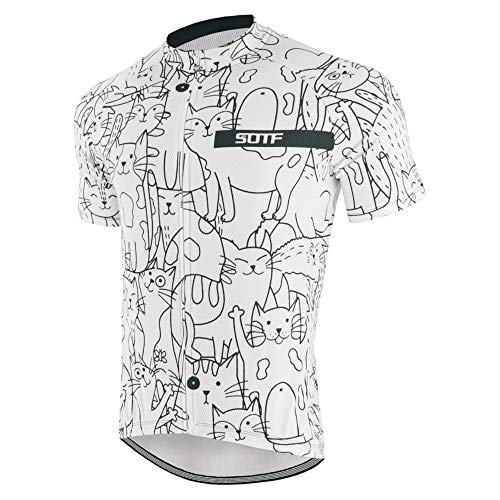 Verano Ciclismo Jersey Hombres Manga Corta Cremallera MTB Jersey Bolsillo Trasero Road Bike Jersey Hombres Blanco, Qxsy31, Small