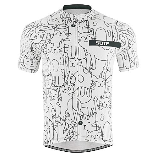 Verano Ciclismo Jersey Hombres Manga Corta Cremallera MTB Jersey Bolsillo Trasero Road Bike Jersey Hombres Blanco, Qxsy31, Small