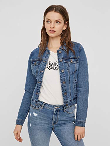 Vero Moda Vmhot SOYA LS Jacket Mix Noos Chaqueta, Azul (Medium Blue Denim Medium Blue Denim), 42 (Talla del Fabricante: Large) para Mujer