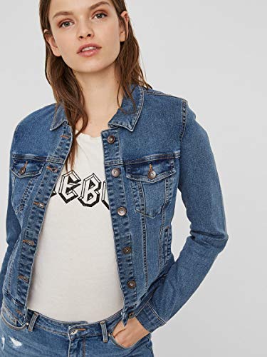 Vero Moda Vmhot SOYA LS Jacket Mix Noos Chaqueta, Azul (Medium Blue Denim Medium Blue Denim), 42 (Talla del Fabricante: Large) para Mujer