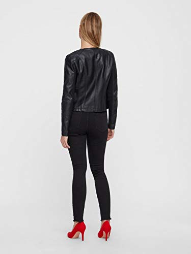 Vero Moda Vmria FAV Short Faux Leather Jacket Noos Chaqueta, Negro (Black Black), 42 (Talla del Fabricante: Large) para Mujer