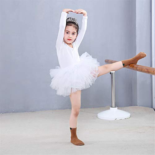 Vestido de Danza Ballet Manga Larga para Niña Maillot de Gimnasia Rítmica con Falda Tul Leotardo Elástico de Baile Disfraz de Bailarina Traje de Ballet, 4-5 Años