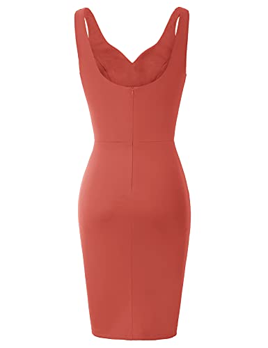 Vestido de Las Mujeres sin Mangas con Cuello Pico Elegante diseño de Verano Vestido de cóctel de Color Naranja Rosa M CLS02497-7