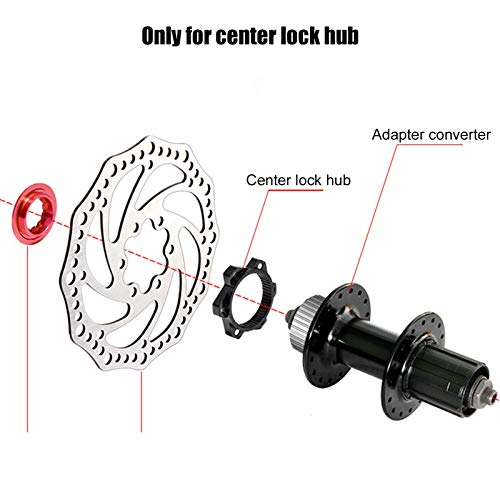 VGEBY Brake Center Lock, bujes Center-Lock para convertir bujes Shimano Center-Lock para Adaptarse a rotores de 6 Tornillos(Negro Rojo)