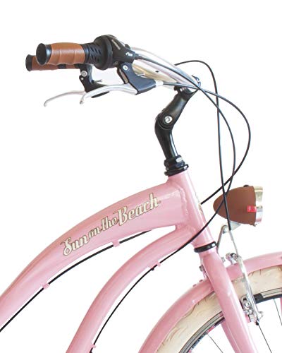 Via Veneto 26" Sun on The Beach Cruiser Bicicleta Rosa Retro Vintage Bici Mujer - Airbici