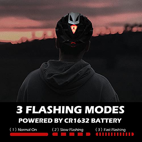 VICTGAOL Casco Bicicleta Helmet Bici Ciclismo para Adulto con Luz Trasera LED Visera Extraíble Hombres Mujeres Adultos de Bicicleta para Montar (Negro)