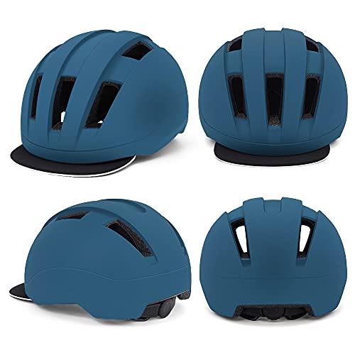 VICTGOAL Casco Bicicleta para Hombre Mujer con Visera Extraíble Casco Bicicleta de Carreras de Cercanías Urbano Robusto Tamaños Ajustables 57-61 CM (Armada)