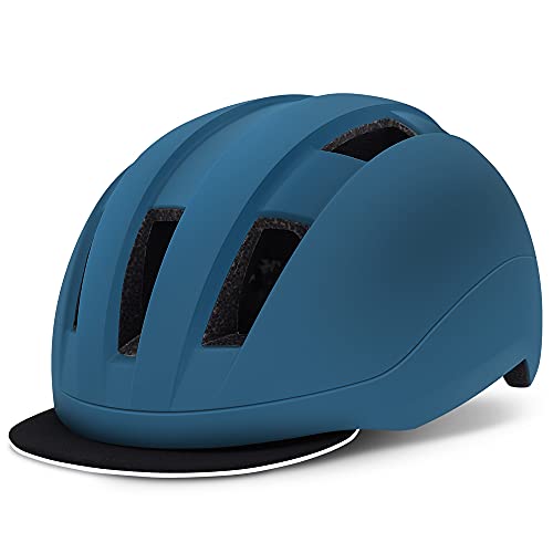 VICTGOAL Casco Bicicleta para Hombre Mujer con Visera Extraíble Casco Bicicleta de Carreras de Cercanías Urbano Robusto Tamaños Ajustables 57-61 CM (Armada)