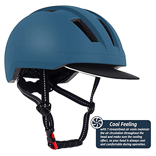 VICTGOAL Casco Bicicleta para Hombre Mujer con Visera Extraíble Casco Bicicleta de Carreras de Cercanías Urbano Robusto Tamaños Ajustables 57-61 CM (Armada)