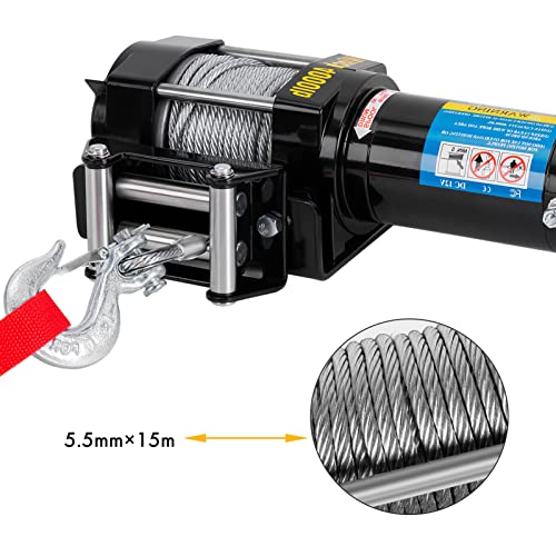 Victool Cabrestante eléctrico, 4000lbs Kit de cabrestante de recuperación eléctrico ATV Trailer Truck Car DC 12V Control Remoto