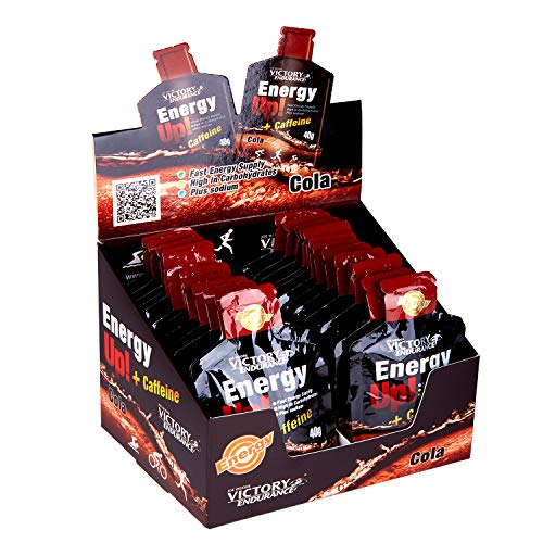 VICTORY ENDURANCE Energy Up Gel Cafeína Sabor Cola, con cafeína, con plus de sodio, Energía inmediata, 40 g (Paquete de 24) (WVE.129130)