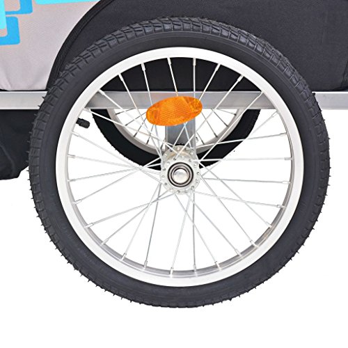 vidaXL Remolque de Bicicleta para Niños Gris Azul 30 kg Carrito Bici Infantil