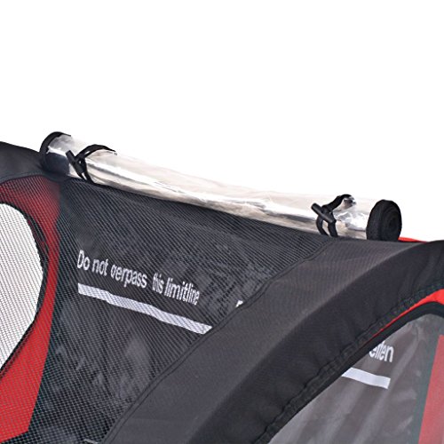 vidaXL Remolque de Bicicleta para Niños Rojo y Negro 30 kg Carrito para Bici