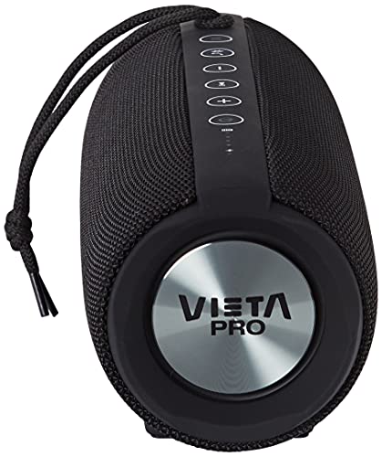 Vieta Pro Upper 2 - Altavoz con Bluetooth 5.0, True Wireless, Micrófono, Radio FM, 10 horas de batería, Resistencia al agua IPX6, entrada auxiliar y botón directo al asistente virtual, Negro