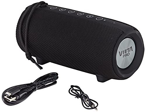 Vieta Pro Upper 2 - Altavoz con Bluetooth 5.0, True Wireless, Micrófono, Radio FM, 10 horas de batería, Resistencia al agua IPX6, entrada auxiliar y botón directo al asistente virtual, Negro