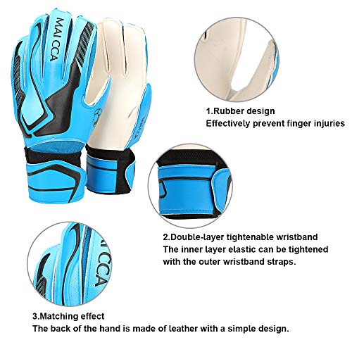 Villavivi 2 Artículos De Portero: Guantes De Portero De Fútbol con Protectores para Dedos + Calcetines De Fútbol para Niños, Niños (Azul, 5)