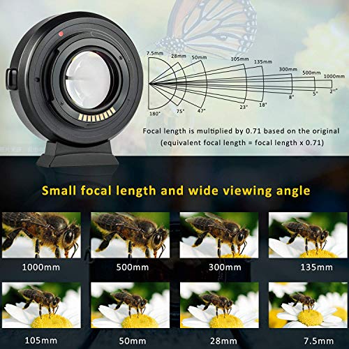 VILTROX EF-EOS M2 Adaptador de Lente con Enfoque Automático, 0.71x Convertidor de Speed-Booster para Canon EF Lens a cámaras Canon EOS-M (EF-M Mount) M M2 M3 M5 M6 M10 M50 M100