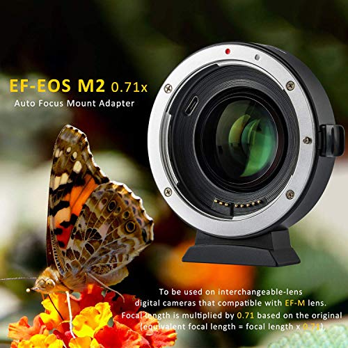 VILTROX EF-EOS M2 Adaptador de Lente con Enfoque Automático, 0.71x Convertidor de Speed-Booster para Canon EF Lens a cámaras Canon EOS-M (EF-M Mount) M M2 M3 M5 M6 M10 M50 M100