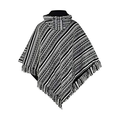 virblatt - poncho hombre | 100 % algodón | poncho invierno peruano | reversible | poncho mexicano ropa hippie rasta capa - Abajo black L-XL