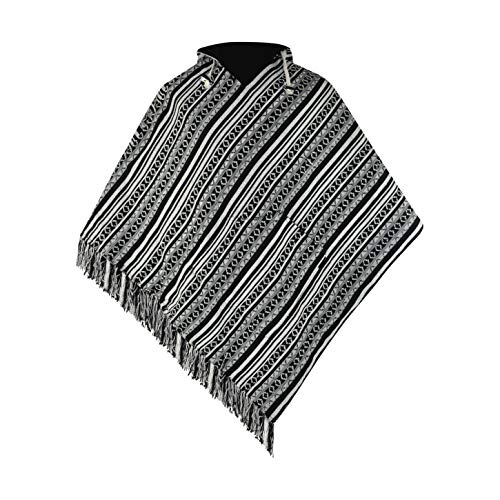 virblatt - poncho hombre | 100 % algodón | poncho invierno peruano | reversible | poncho mexicano ropa hippie rasta capa - Abajo black L-XL