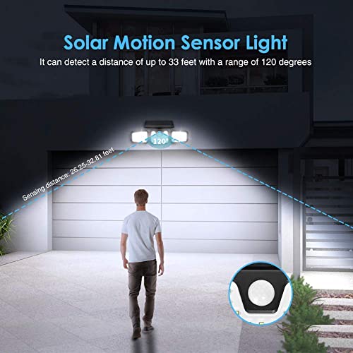 Viugreum Foco solar LED, Luz Solar Exterior, 70 LED Foco Solar con Sensor Movimiento Lámpara Solar Seguridad Impermeable IP67,Ajustable de 360° para Entrada Garaje Patio y Jardín 2 Unidades