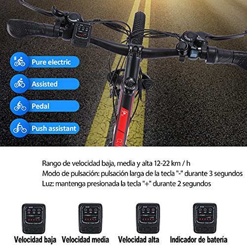 VIVI Bicicleta Eléctrica 250 W, Bicicleta Eléctrica de Montaña con Batería Extraíble 36 V/8Ah, Velocidad Máxima 25 km/h, 21 Velocidades, Kilometraje de Recarga hasta 40 km