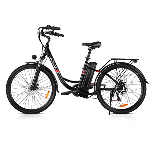 VIVI Bicicleta Electrica, 26 Pulgadas Ebike 250W Motor Bicicleta Eléctrica, 36V / 8Ah Li-Ion Batería, Shimano 7 Velocidades, Bicicleta Mujer Bici Electrica para Adultos (Negro)