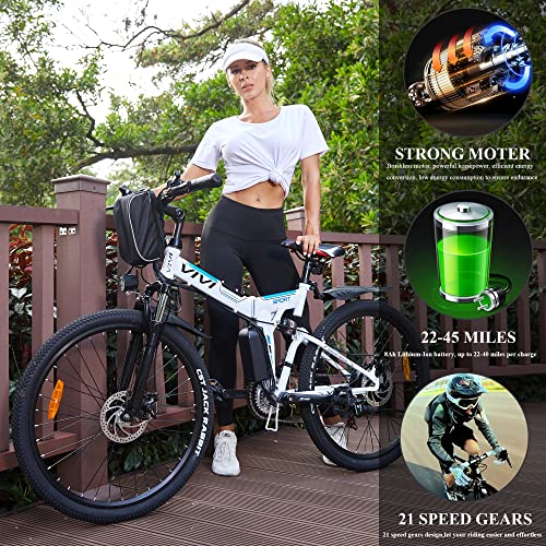 Vivi Bicicleta eléctrica para Hombre y Mujer, 26 Pulgadas, Bicicleta de montaña, 36 V, 8 Ah, batería de Litio y Shimano de 21 velocidades, Color Negro